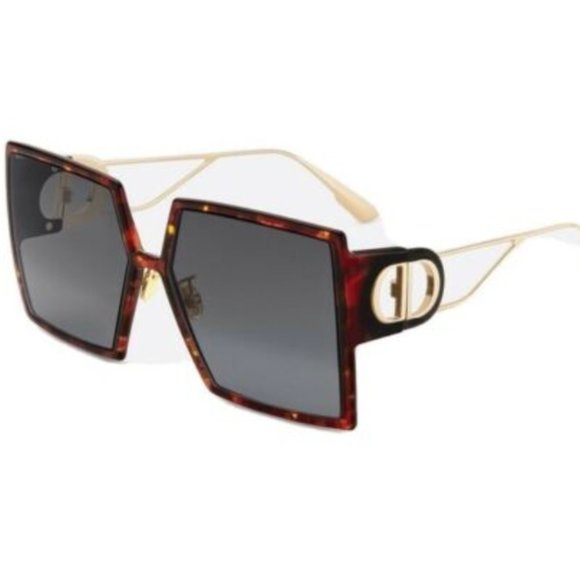 Christian Dior Red Havana Oversized Glam Sunglasse
